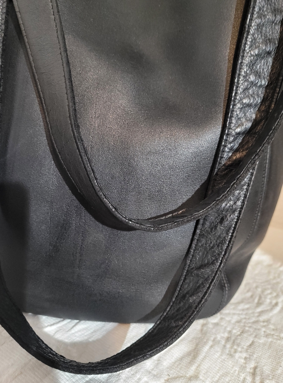 Vintage Coach Black Leather Large Waverly Tote Buckle Adjustable Double Handle - Picture 7 of 14